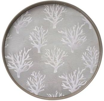 Neutral Coral Lacquered Round Tray - 15  Supply