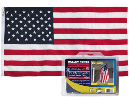 Spun Polyester Embroidered American Flag - 3  x 5  Fashion