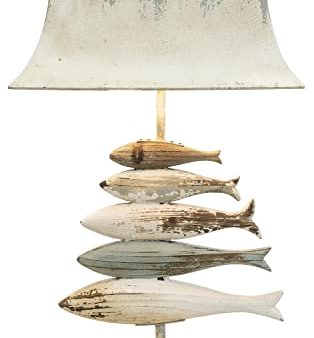 Ganz Distressed Blue & Ivory Carved Fish Table Lamp Supply