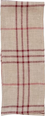 Woven Natural Jute Red Pink Plaid Table Runner - 14  x 72  For Cheap