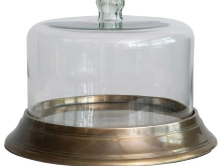 Glass Cloche w  Antique Brass Finish Aluminum Base - 12  Fashion