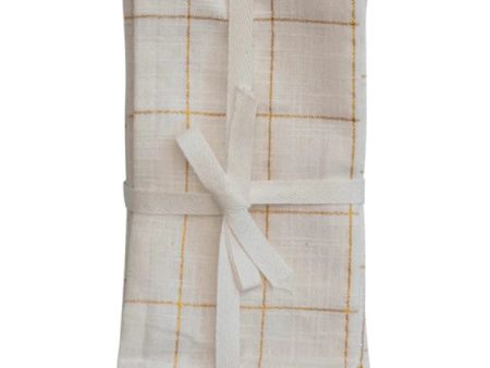 Gold Grid Cotton Napkins - 4 pc. on Sale