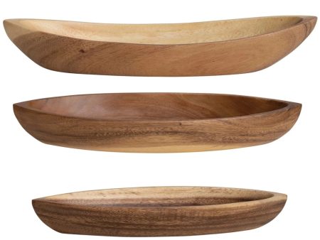 Acacia Wood Boat-Shaped Bowls Cheap