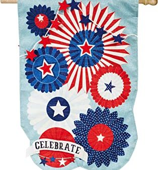 4th of July Celebration Linen House Flag - 28  x 44  For Sale