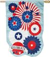 4th of July Celebration Linen House Flag - 28  x 44  For Sale