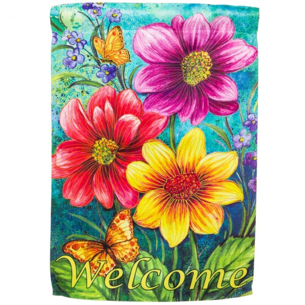 Gerbera Daisies  Welcome  Suede House Flag - 29  x 43  Online Sale