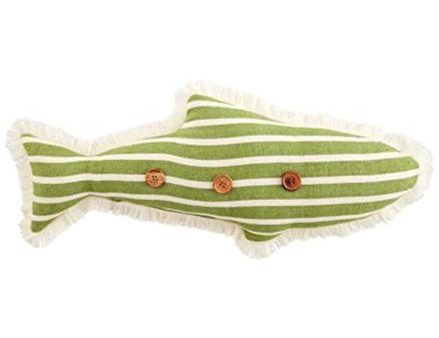 Mud Pie Green Fish Shaped Lake Pillow - 21  x 10  on Sale