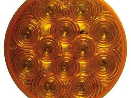 4  Round LED Stop Tail Turn w  Chrome Flange, 12 Diodes - Amber or Red For Cheap