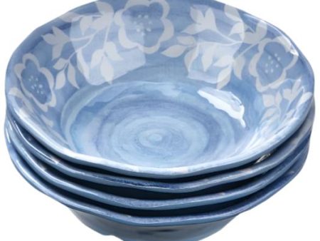 Cottage Blue Melamine Bowls - 4 pc. on Sale