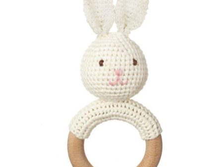 Ali + Oli Crochet Bunny Wooden Teething Rattle For Sale