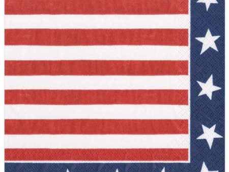 Red, White, & Blue USA Flag Motif Paper Napkins For Discount