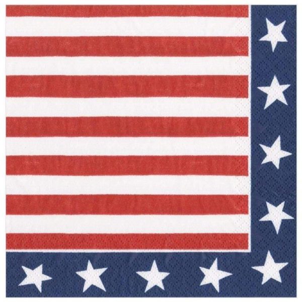 Red, White, & Blue USA Flag Motif Paper Napkins For Discount