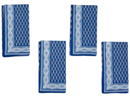 Blue Latin Print Cotton Napkins - 4 pc. Hot on Sale