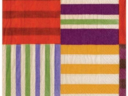 Striped Patchwork Paper Napkins (Purple) Online Sale