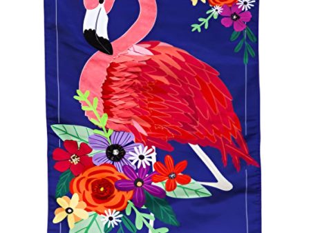 Floral Flamingo Applique House Flag - 28  x 44  Cheap