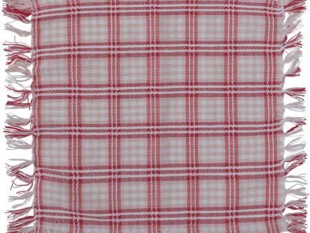 Fringed Cotton Dobby Cocktail Napkins (Red & White Plaid) - 4 pc. Online Sale