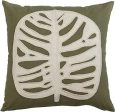 Cotton Applique Leaf Embroidered Pillow - 20  x 20  For Discount