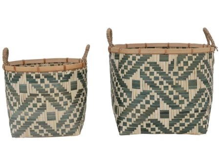 Hand-Woven Patterned Bamboo Baskets w  Handles Online