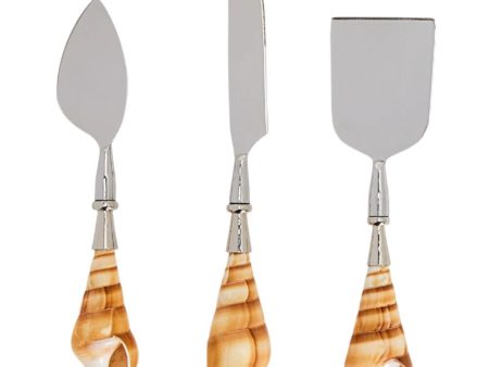 Stainless Steel Seashell Handle Cheese Knives - 3 pc. Sale