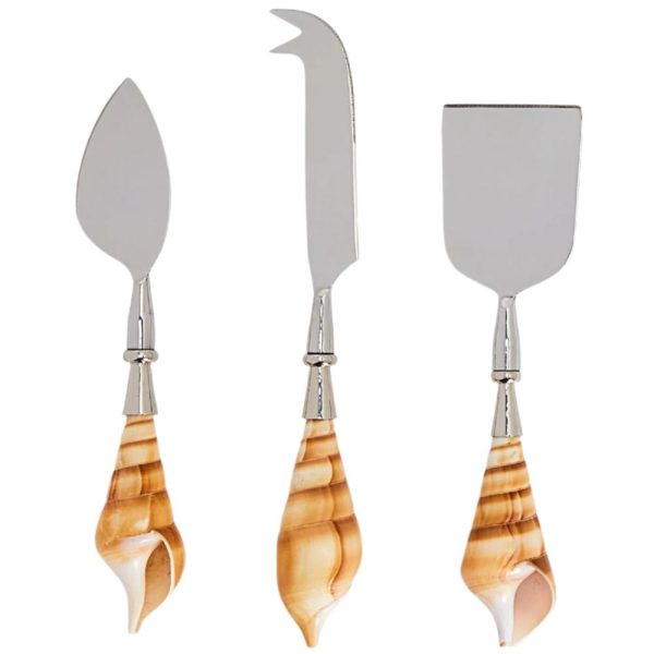 Stainless Steel Seashell Handle Cheese Knives - 3 pc. Sale