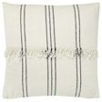 Striped Cotton Mudcloth Fringe Pillow - 22  x 22  Online