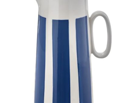 Blue Striped Glazed Stoneware Pitcher - 53 oz. Fashion