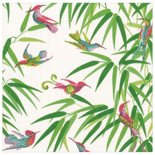 Birds in Paradise (White) Paper Napkins Cheap