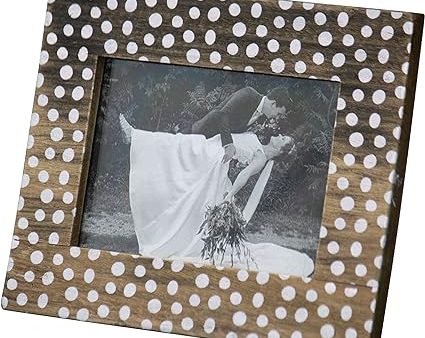 White Polka Dotted Wood Picture Frame - 4  x 6  Fashion