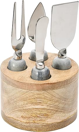 Stainless Steel Cheese Servers w  Mango Wood Stand - 4 pc. For Cheap