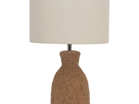 Round Fiber Rope Table Lamp w  Cotton Shade Online now