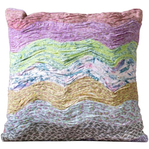 Handstitched Cotton Wave Pattern Pillow - 16  x 16  Supply