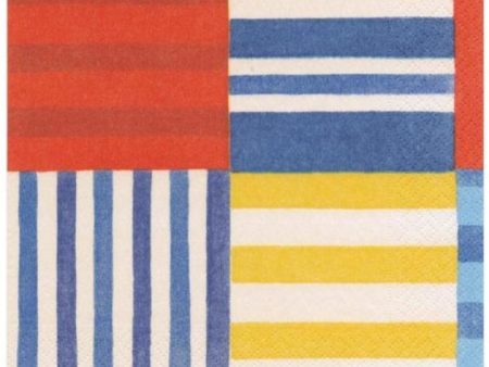 Striped Patchwork Paper Napkins (Blue) Online