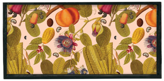 Passion Flora Lacquered Serving Tray - 10  x 20  Online Hot Sale