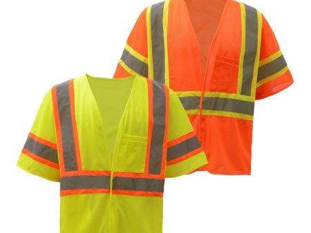 GSS Standard Class 3 Two Tone Mesh Hook & Loop Safety Vest Fashion