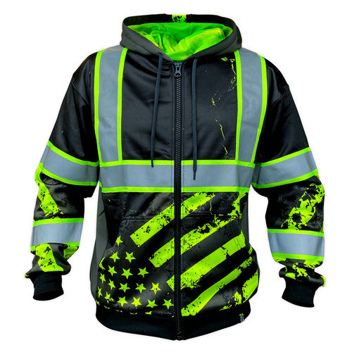 SafetyShirtz - SS360º Enhanced Visibility American Grit Stealth Zip-Up Safety Hoodie Online now