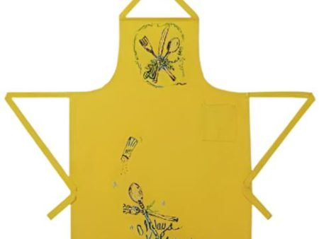 Always Kiss The Cook  Yellow Cotton Apron on Sale