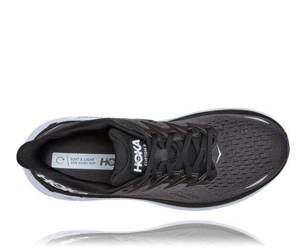 Men s Clifton 8 Black White Wide on Sale