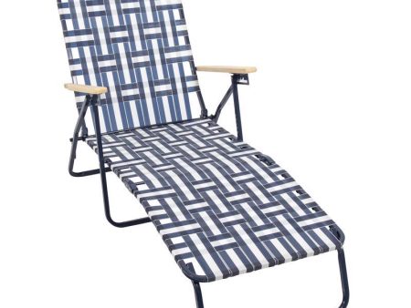 Rio Foldable Blue & White Chaise Lounge For Sale