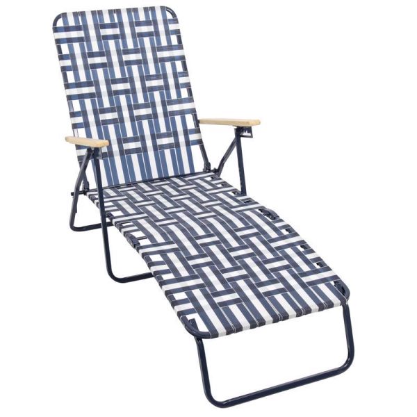 Rio Foldable Blue & White Chaise Lounge For Sale