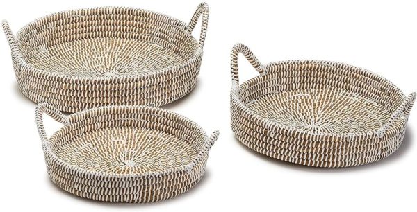 Hand-Crafted Seagrass Basket Trays with Handles For Cheap