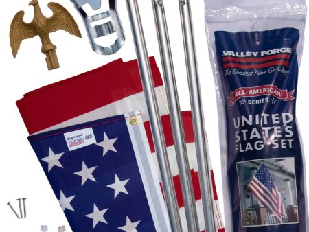 Complete American Flag & Angle-Mount Steel Flagpole Kit - 6  For Discount