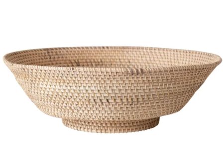 Decorative Hand-Woven Rattan Footed Bowl - 18  Supply