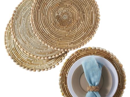 Natural Pandan & Seashell Placemats - 4 pc. Online now