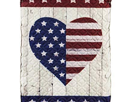 Stars & Stripes Quilted Heart Garden Flag - 13  x 18  Online Sale