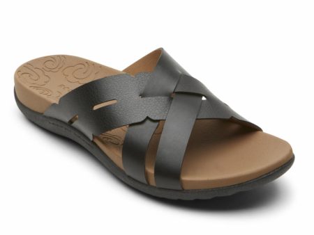 Rockport Women RIDGE WOVEN SLIDE BLACK For Sale